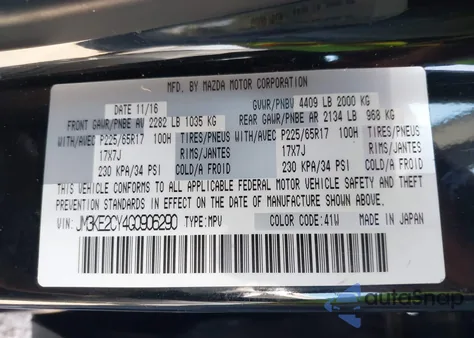 2016 Mazda Cx-5 Touring z USA, uszkodzony, nr VIN JM3KE2CY4G0906290